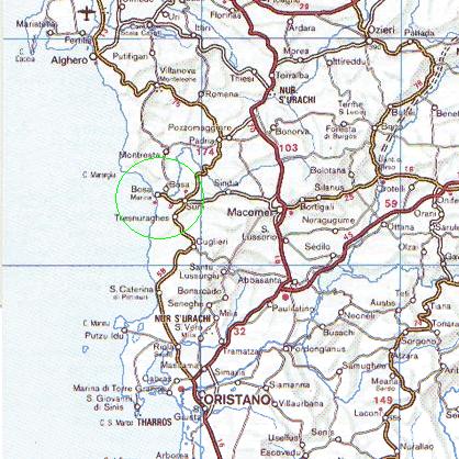 Mappa zona di Bosa