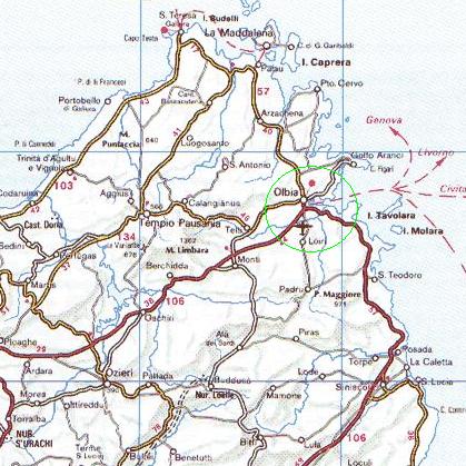 Mappa zona di Olbia